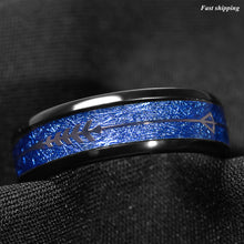 Load image into Gallery viewer, 8mm Dome Black Multidimensional Blue Tungsten Ring Bridal Band
