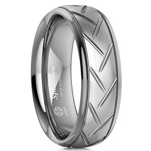 8/6mm Dome Silver infinity Brushed Center Tungsten Ring Bridal Band