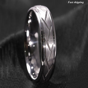 8/6mm Dome Silver infinity Brushed Center Tungsten Ring Bridal Band