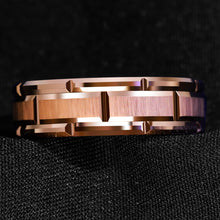 Load image into Gallery viewer, 8mm Rose Gold Men Tungsten Carbide Ring Bushed Brick Pattern  Wedding Band
