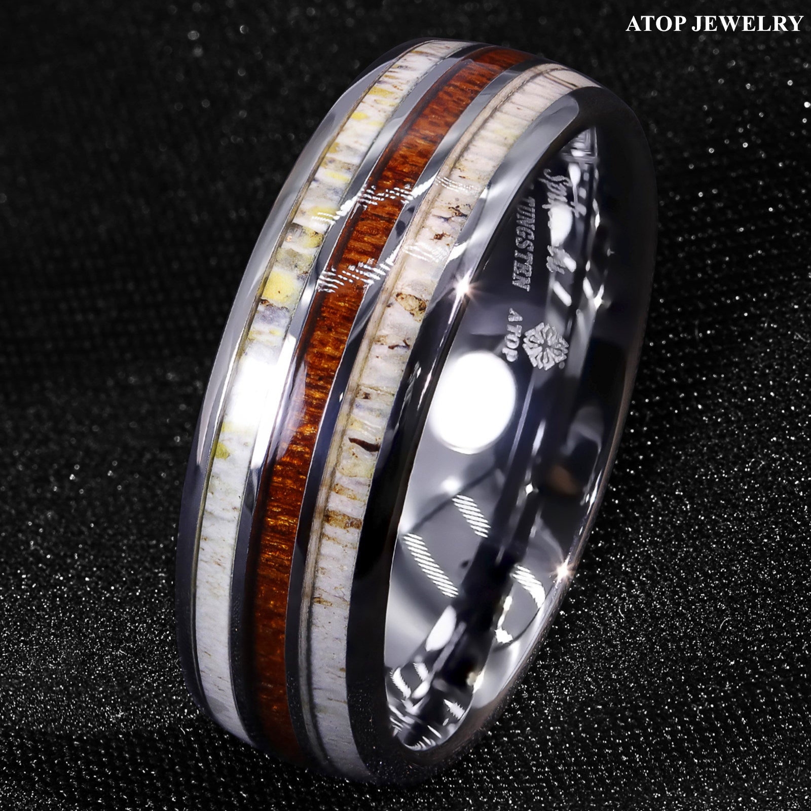 Deer antler tungsten ring sales