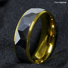 Load image into Gallery viewer, 8mm Silver Rhombus high polished Tungsten ring 18k Gold wedding band men jewelry
