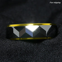 Load image into Gallery viewer, 8mm Silver Rhombus high polished Tungsten ring 18k Gold wedding band men jewelry
