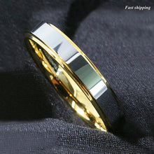 Load image into Gallery viewer, 8/6mm Tungsten Mens Ring 18K Gold High polished Wedding Band
